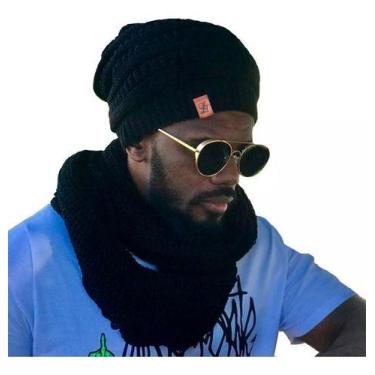 Imagem de Conjunto Touca Caída Gorro Beanie Masculino E Feminino Com Cachecol Go