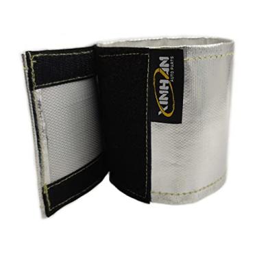 Imagem de Xinhan (prata, preto) Alumínio e fibra de vidro blindagem térmica Universal Starter Heat Shield 7 X 61.0 cm e 14.0 x 43.2 cm Wrap Self Attaching (prata, 5,5 pol x 17IN)