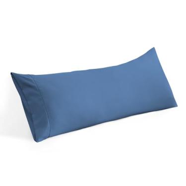 Imagem de Capa de travesseiro corporal 50 x 152 cm, 100% algodão egípcio, 600 fios, macio, adequado para a pele, 1 pacote de fronhas com fecho de envelope 50 x 152 cm, azul médio