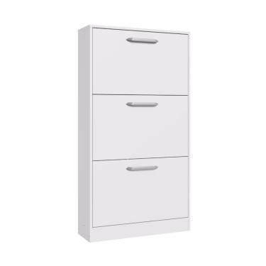 Imagem de Armário Sapateira Articulada Multiuso 3 Portas 3 Prateleiras Quarto Área de Serviço Branca