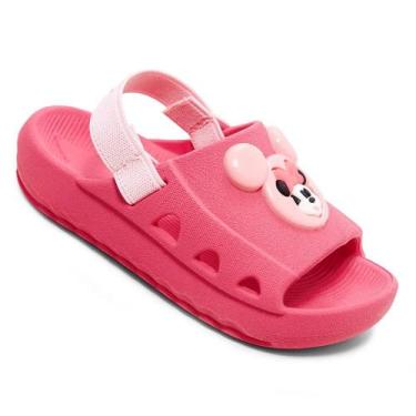 Imagem de Chinelo Grendene Kids Slide Elástico Minnie Rosa, 23, Rosa, Rosa