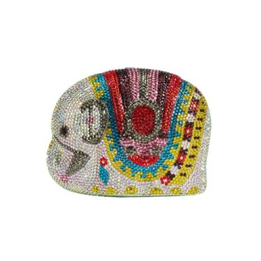 Imagem de GSYPS Bolsa feminina com strass de elefante de luxo para noite com cristais de animais, bolsa formal de diamante para festa de formatura, Multicor