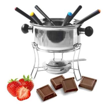 Imagem de Kit Panela Conjunto Para Fondue Decorado Com 10 Peças - Casita