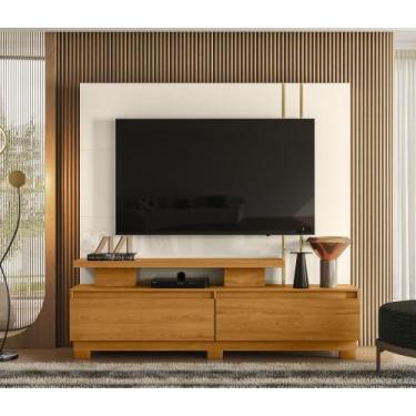 Imagem de Home Theater New Apolo Com Pés 180m Para TV 75'' e 2 Gavetas - Cinamom