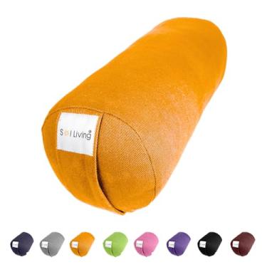 Imagem de Sol Living Almofada de ioga para meditação, ioga, 100% algodão, almofada cilíndrica para meditação, almofada firme, lavável, para suporte de equilíbrio, poses Asana