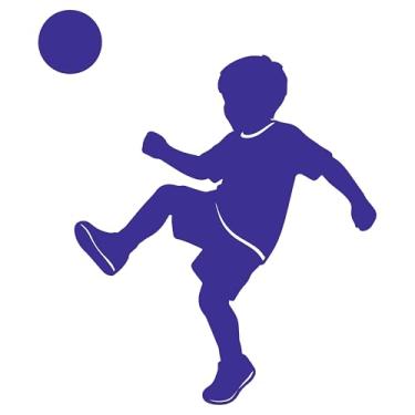 Imagem de Adesivo Menino jogando bola Futebol Ideal para notebook carro portas vidros Paredes Quarto Infantil vários tamanhos (AZUL MARINHO, 38,5X45cm)