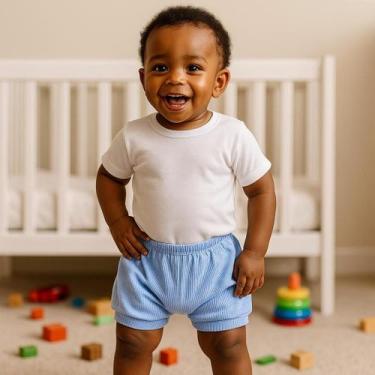Imagem de Shorts bebe menino Roupa bermuda liso colorido algodão Kit 3 peças com