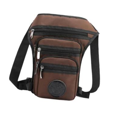 Imagem de simhoa Pochete masculina, bolsa de cintura, bolsa de perna portátil à prova d'água, de quadril, pochete para ciclismo, caminhada, ciclismo, viagens, Marrom