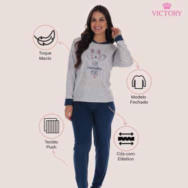 Imagem de Pijama Feminino Adulto Plush Quente Estampado - Victory, Pink, GG