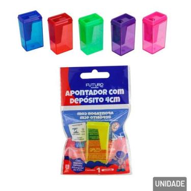 Imagem de Apontador de Plástico Simples com Depósito Color - Tudo em Caixa - Gen