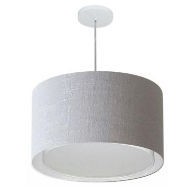 Imagem de Lustre Pendente Cilíndrico Duplo Md-4293 Cúpula em Tecido 45x30cm Rustico Cinza - Bivolt
