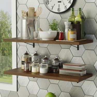 Imagem de Kit 2 Prateleiras Suspensas Para Cozinha 80 Cm Rustic - MADESA