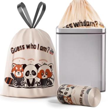 Imagem de Sacos de lixo de 13 galões com impressão de panda e cordão, sacos de lixo altos de cozinha resistentes a rasgos, forros de lata de lixo grandes extra grossos para casa/escritório, 50 unidades, 2