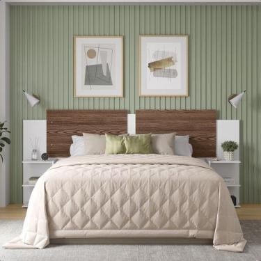 Imagem de Painel Cama Box Quarto Regulável 3 Tamanhos com 2 Mesas de Cabeceiras 