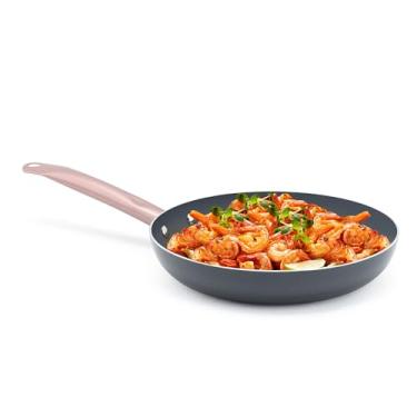 Imagem de Holstein Housewares Frigideira antiaderente de cerâmica de 25 cm, cabo dourado de aço inoxidável. Mesmo aquecido, livre de PFAS e PFOA, selar, fritar ou refogar. Compatível com fogões a gás, elétricos