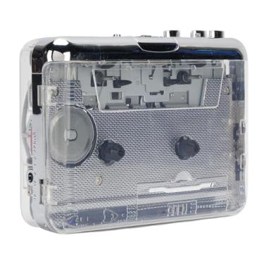 Imagem de Zyyini Cassete Portátil Tape Player, Cassete USB para MP3 Converster Estéreo Com Fone de Ouvido Cancelamento de Ruído de 3,5 Mm para Laptop para PC Transparente