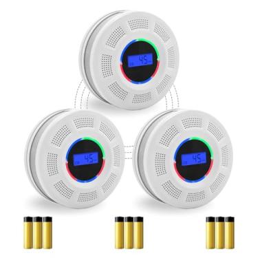 Imagem de GiiHoo Detector de monóxido de carbono de fumaça interconectado sem fio alimentado por bateria, combinação interligada de fumaça e monóxido de carbono com visor digital, botão de silêncio
