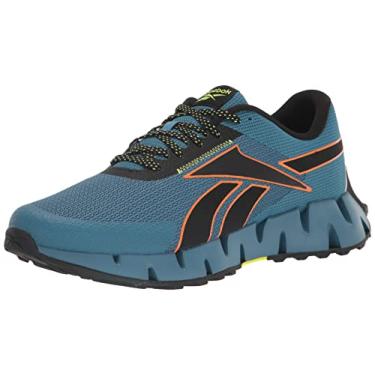 Imagem de Reebok Tênis de corrida masculino Zig Dynamica 2.0 Fitness Workout, Azul aço/preto/laranja Smash, 39