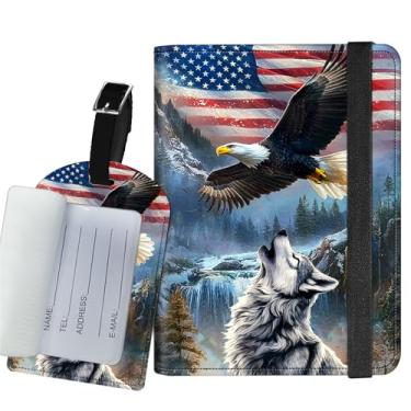 Imagem de Suporte de passaporte para viagem com etiqueta de bagagem, bloqueio RFID, 8,5 x 12 cm, compartimentos para cartão de crédito e bolso de passagem aérea, itens essenciais de viagem para mulheres e