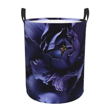 Imagem de Cesta de lavanderia com textura de flor roxa, dobrável, impermeável, cesto de armazenamento de roupas com alças, pano Oxford, organizador de brinquedos, cesta para banheiro, lavanderia, quarto, médio