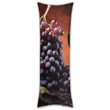 Imagem de Capa de travesseiro de corpo uvas vinho tinto ultra macia respirável longa fronha 137.2 cm x 50.8 cm fronha de cama decorativa com zíper oculto capas de almofada para sofá de quarto