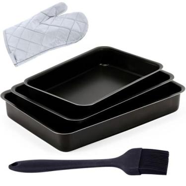 Imagem de Jogo De Assadeira 03 Peças Antiaderentes + Luva + Pincel - Marcolar