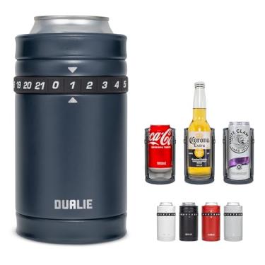 Imagem de DUALIE Tracker Cooler para bebidas – Contador de pontuação de jogos e refrigerador de latas isolado 3 em 1 – Tamanho universal para latas de 350 ml, latas finas e garrafas – Azul marinho