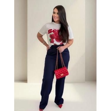 Imagem de Calca Alfaiataria Feminina Wide Leg Calça Zra Pantalona - Raphaela  Me