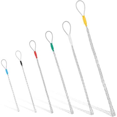 Imagem de 6 peças de meias extratoras de cabos para eletricistas, kit de alça extrator de fio de 4-25 mm, ferramentas de tração de fio de aço galvanizado para cabos leves e pesados
