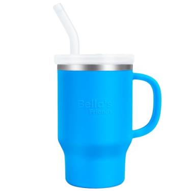 Imagem de Bella's Friends Mini copo Protable – adorável copo infantil de 255 g com canudo flexível dobrável, interior inoxidável e corpo de silicone, à prova de vazamento, lavável na máquina, ideal para viagens