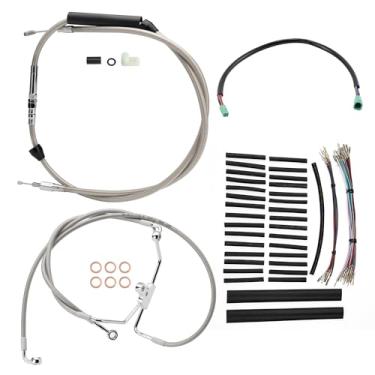 Imagem de TIGERSGATE Cabos Touring Ape Hangers de 40,6 cm para guidão Linha de freio estendida e cabo de embreagem e CAN-Bus e TBW para Harley Road King 2008-2013/Electra Glide/Street Glide/Road Glide não ABS,