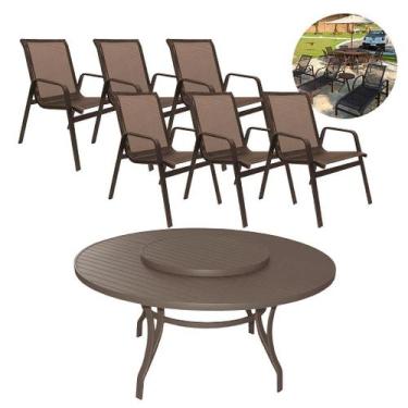 Imagem de Jogo Conjunto Lótus com Mesa com Centro Giratória 1,40m e 6 Cadeiras A