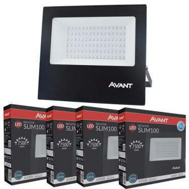 Imagem de 4 Refletor Slim 100W Branco Frio 6500K Luz Externa Comércio - Avant