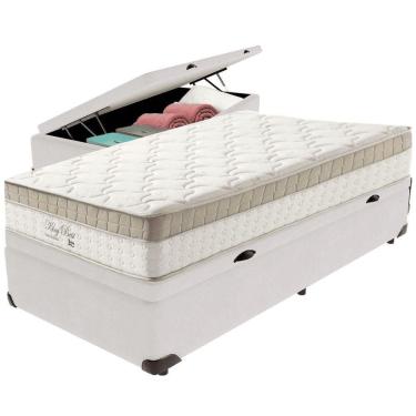 Imagem de Cama Box Baú Branco E Colchão King Best Molas Ensacadas Solteiro 88x188x33 Anjos