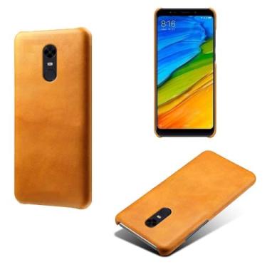 Imagem de Capa para Xiaomi Redmi 5 Plus,Proteção contra quedas,Casca de volta de cor sólida simples,Design de couro de imitação de plástico-Orange