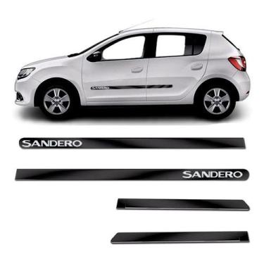 Imagem de Kit Friso Lateral Personalizado Modelo Largo Cor Preto Sandero 14 a 21