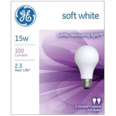 Imagem de GE Lighting 97491 Lâmpada incandescente padrão branca macia de 15 watts, pacote com 2