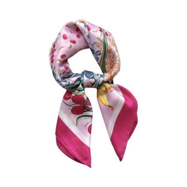 Imagem de Lenço Quadrado Feminino De Cetim Macio 70x70cm, Imitação De Seda, Moda