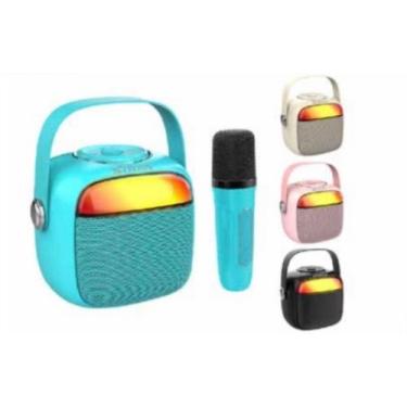 Imagem de Caixa de Som Karaokê Bluetooth LED com Microfone Sem Fio Criança Famíl