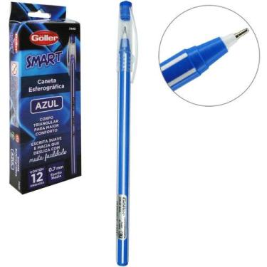 Imagem de Kit com 12 Canetas Esferográfica Smart 0.7mm Azul - GOLLER