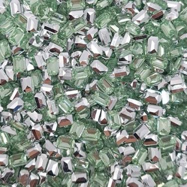 Imagem de Colagem Retângulo Strass Acrílico Verde Transparente 4x6mm 500pçs 25g 