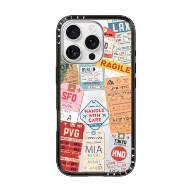 Imagem de CASETiFY Capa compacta para iPhone 16 Pro [fina e elegante/compatível com Magsafe/1,2 m. 2X proteção contra quedas de grau militar] - AirTags - Preto transparente