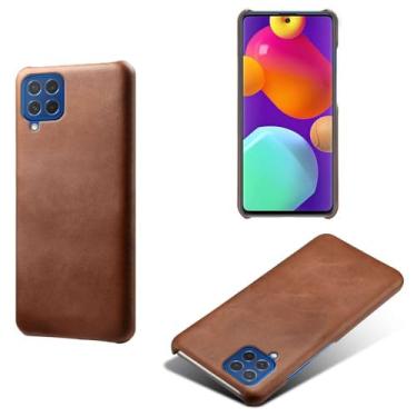 Imagem de Capa para Samsung Galaxy M62,Proteção contra quedas,Casca de volta de cor sólida simples,Design de couro de imitação de plástico-Brown