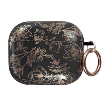 Imagem de VELVET CAVIAR Capa compatível com AirPods 4 com chaveiro – Capas protetoras rígidas para AirPod 4ª geração para mulheres – floral ouro rosa