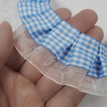 Imagem de Acabamento de 2 camadas com babados guingão de 2 metros, acabamento de tecido de fita de renda guingão para costura, artesanato, cortina, vestido de casamento, decoração de fronha (azul)