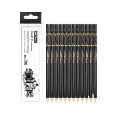 Imagem de Conjunto De 12 Lápis De Desenho Profissional 4H a 14B Materiais De Art