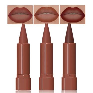 Imagem de JUAAZIN Lápis de batom fosco gradiente fosco delineador labial, contorno impecável, efeito ombré, para mulheres, lápis de batom à prova d'água de longa duração, à prova de manchas 02#+04#+08#