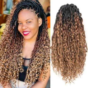 Imagem de Goddess Locs cabelo de crochê 35,5 cm pacote com 8 unidades de cabelo falso de crochê para mulheres boho crochê com pontas encaracoladas (T1B/30/27)