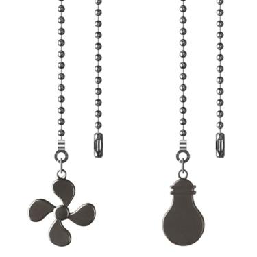 Imagem de SHIFANQI Corrente de puxar para ventilador de teto, pacote com 2 lâmpadas e enfeites de extensão de corrente para ventilador, 30,5 cm, extensores decorativos para ventilador de teto com conector para