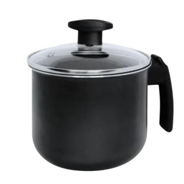 Imagem de Canecão Antiaderente Fervedor Leiteira 14 Cm Teflon Com Tampa de Vidro(Preto)